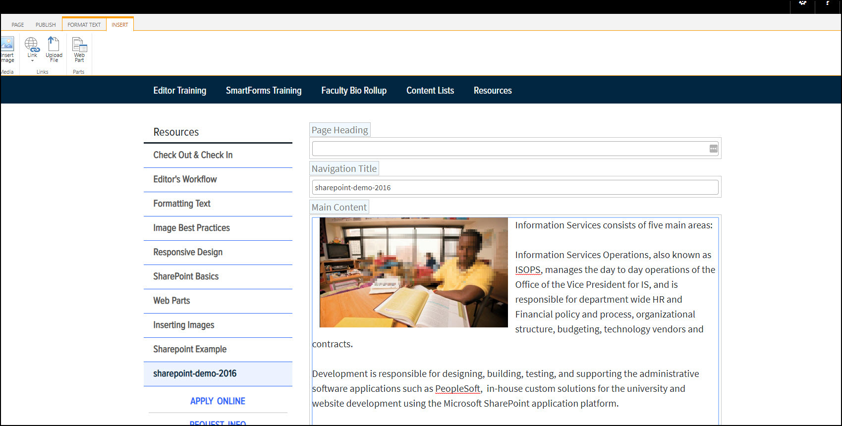 Uploading/Inserting Images Basics SharePoint Responsive DePaul